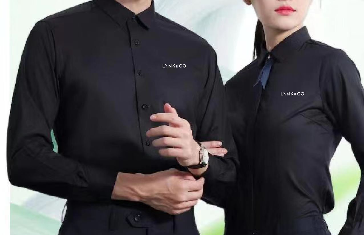 新款吉利领克汽车4S店销售顾问男女长袖黑色衬衣营销经理工作服
