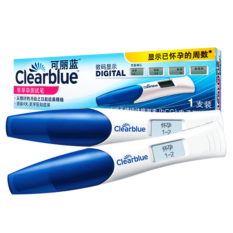 Clearblue可丽蓝早早孕测试笔显示已怀孕周数