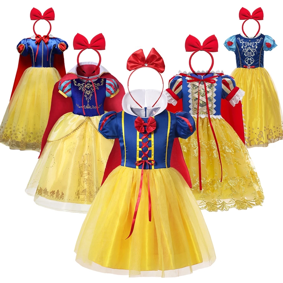 迪士尼白雪公主裙女童儿童服装夏季灯笼袖舞会万圣节派对生日礼服