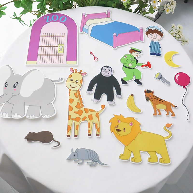晚安大猩猩毛毡教具儿童英语启蒙英文绘本故事创意课堂玩具幼儿园