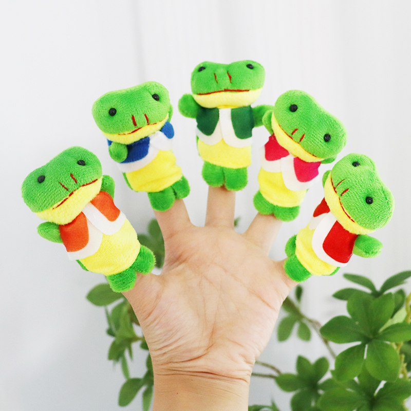 五只青蛙手指玩偶儿童英语讲故事绘本教具互动玩具指偶动物幼儿园