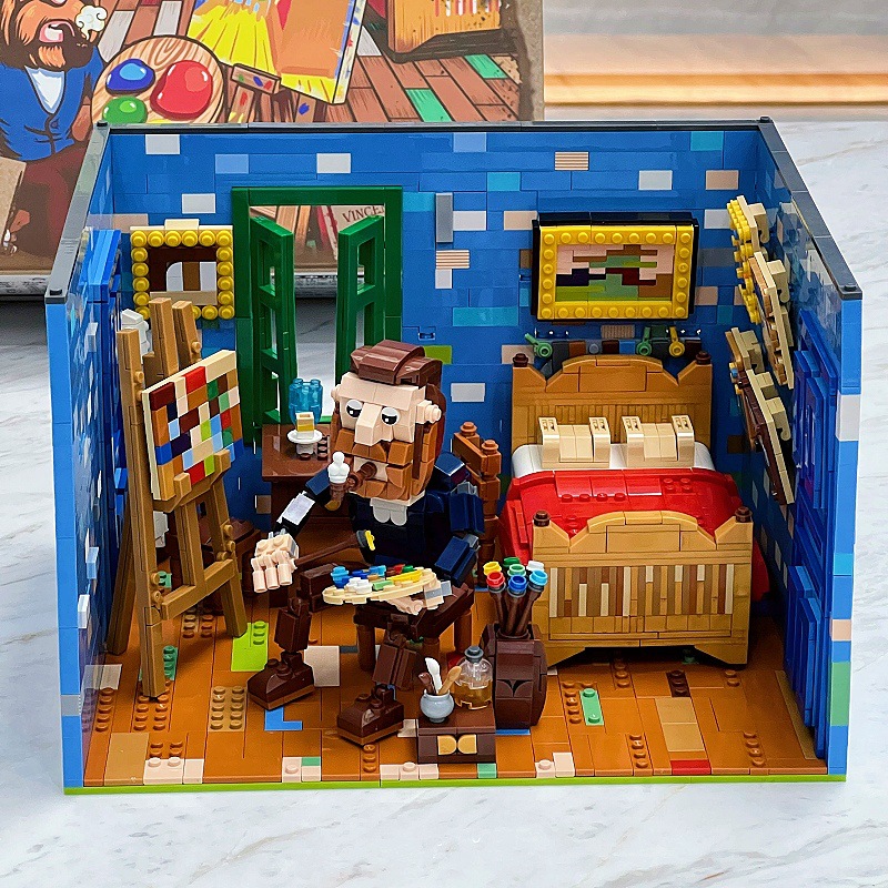 梵高贝多芬生活系列迷你小颗粒拼装积木益智女孩玩具男孩生日礼物