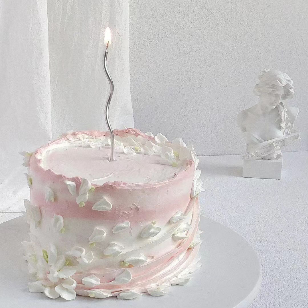螺旋曲线蜡烛蛋糕装饰插件简约复古裱花奶油手绘生日烘焙装饰插排