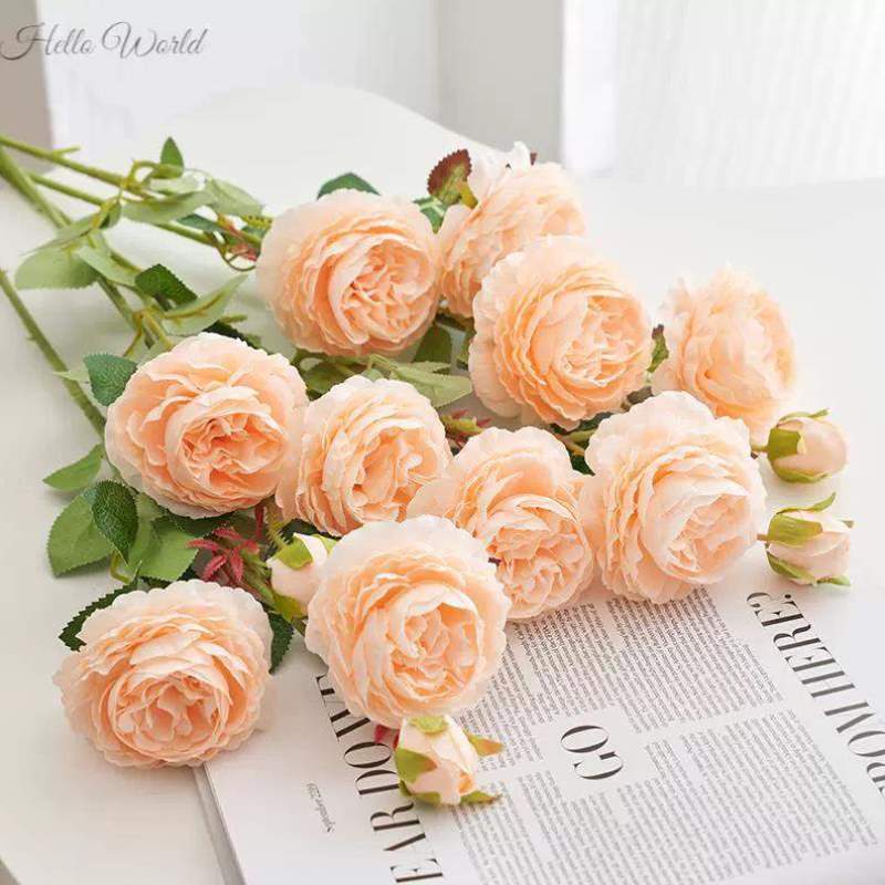 装饰仿适合花束客厅玫瑰花#高级干花花的粉色放的花摆放感餐桌上