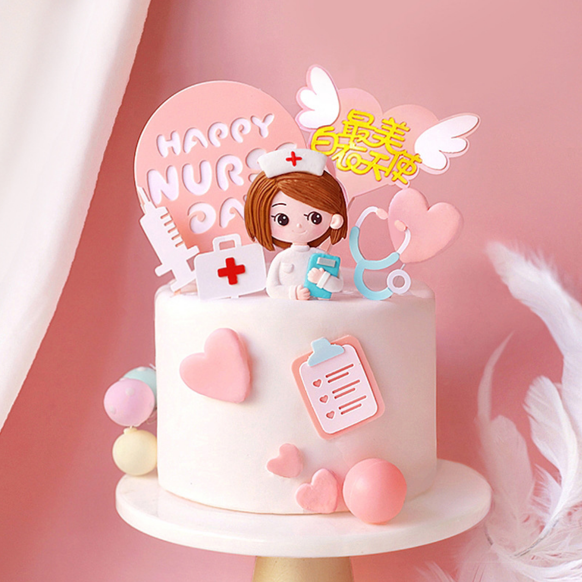 护士节蛋糕装饰烘焙护士节蛋糕装饰白衣天使医生商用生日蛋糕插件
