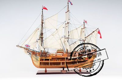 代购船模 HMS奋进号船体模型船T275开放摆件收藏高桅帆船装饰实木