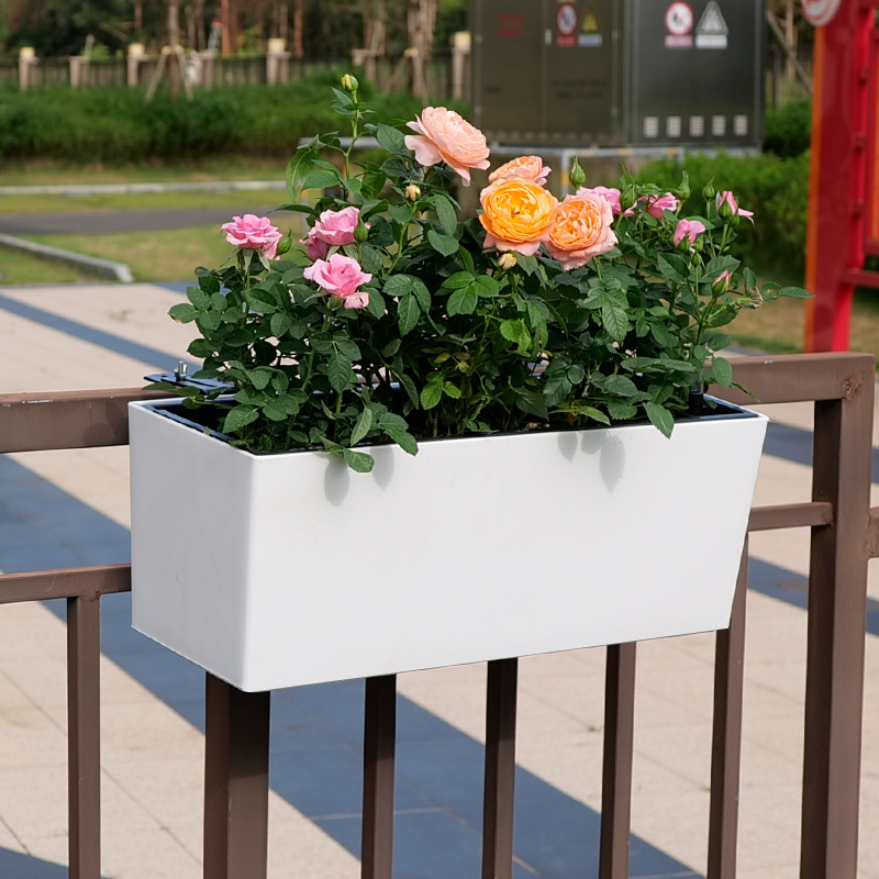 阳台花箱悬挂长方形自动吸水栏杆挂式花盆月季种菜种花种植箱花槽