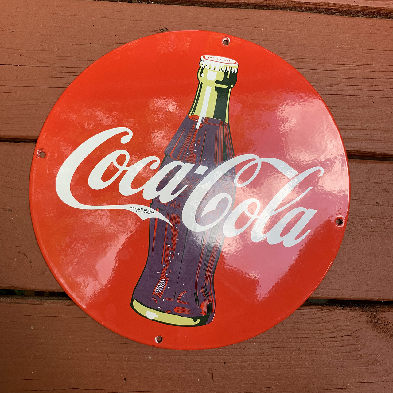 美国复古可口可乐 Coca-cola 圆形搪瓷金属广告牌 招牌 Vtg