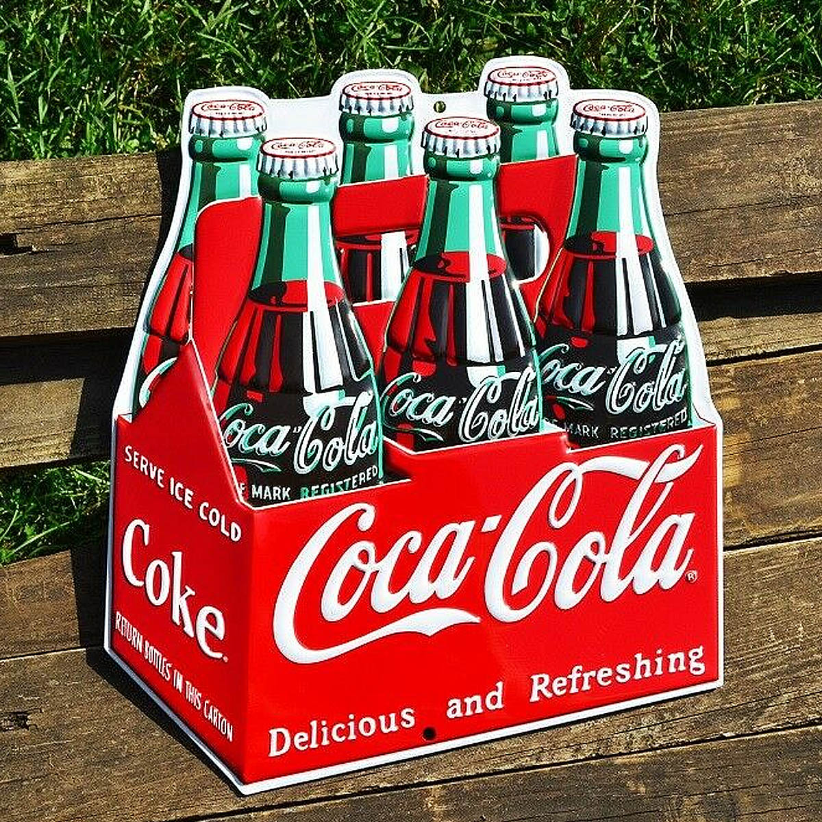 美国可口可乐公司30年代经典复古6瓶可乐广告牌铁皮海报官方正品