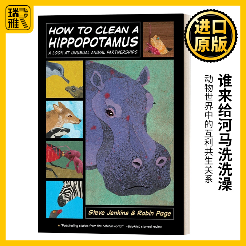 英文原版 How to Clean a Hippopotamus 谁来给河马洗洗澡 动物世界中的互利共生关系 英文版 Steve Jenkins 进口英语原版书籍