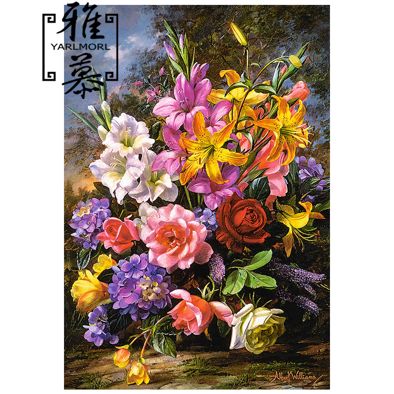 新款印花正品DMC棉线十字绣套件花卉客厅餐厅画鲜花花卉繁花盛开