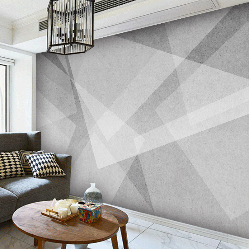 3D北欧墙纸现代灰色几何图形壁纸简约图案创意壁画客厅电视背景墙