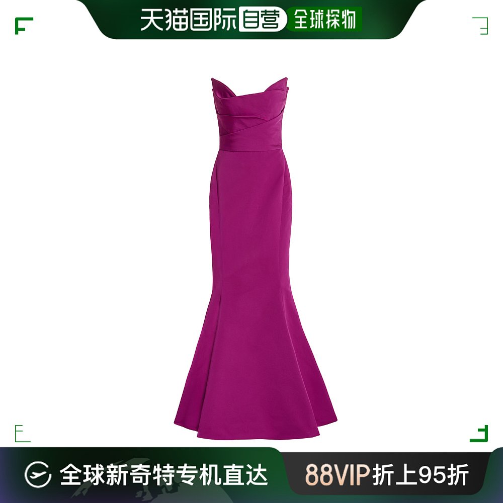 香港直邮潮奢 Marchesa 玛切萨 女士 束腰绉纱礼服