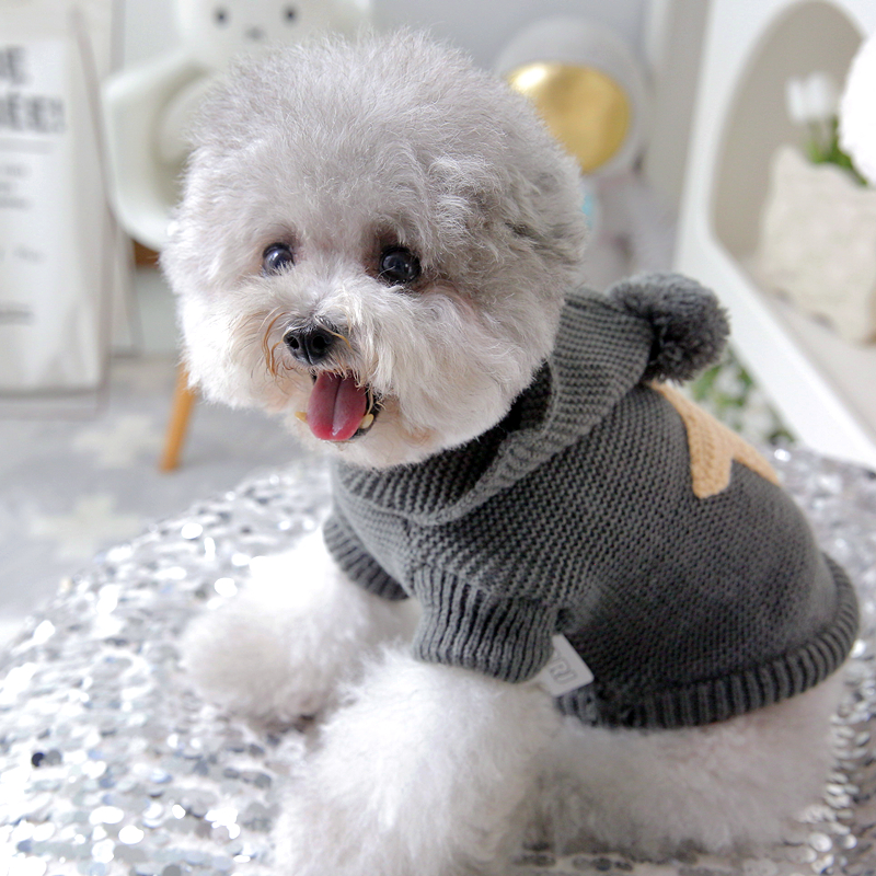 宠物灰色毛衣宠物比熊博美雪纳瑞小型犬泰迪狗狗衣服秋季秋冬装