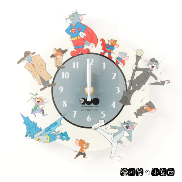 日本代购 Tom&Jerry 猫和老鼠 可爱 卡通 墙面 挂钟 时钟 壁饰