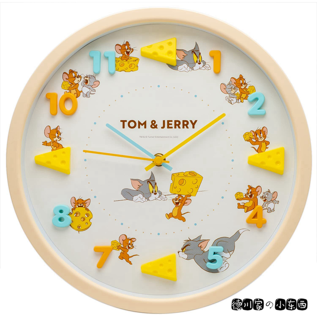 日本代购 毛和老鼠 汤姆和杰瑞 可爱卡通 塑料 墙面挂钟 时钟