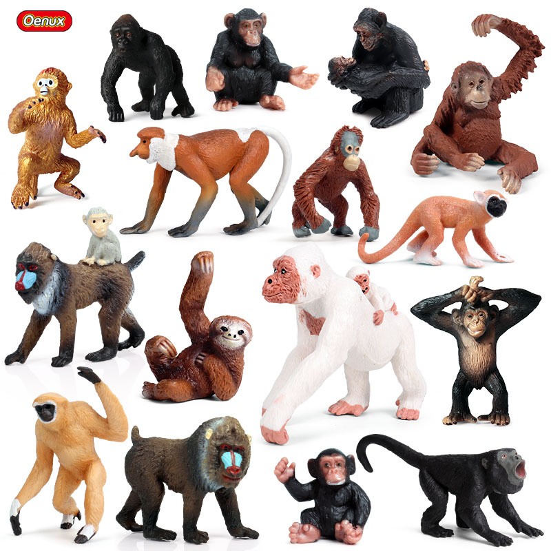 儿童玩具科教认知实心仿真野生动物模型猩猩猴子猿猴宝宝早教摆件