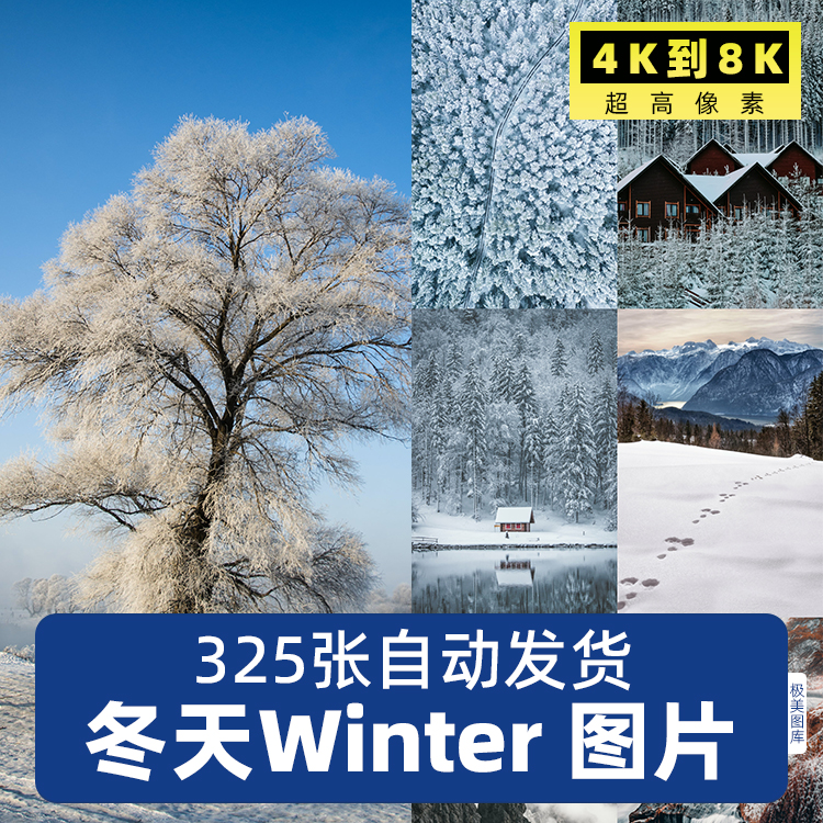 冬天自然风景雪天雪景高清4K图片手机电脑壁纸海报设计素材