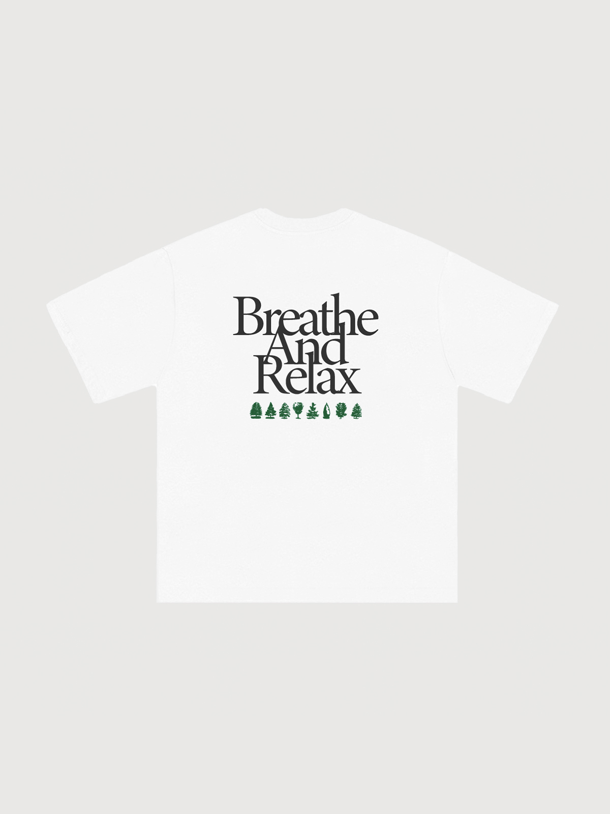 Breathe&Relax 呼吸放松 基础款字体LOGO标识 圆领落肩短袖T恤