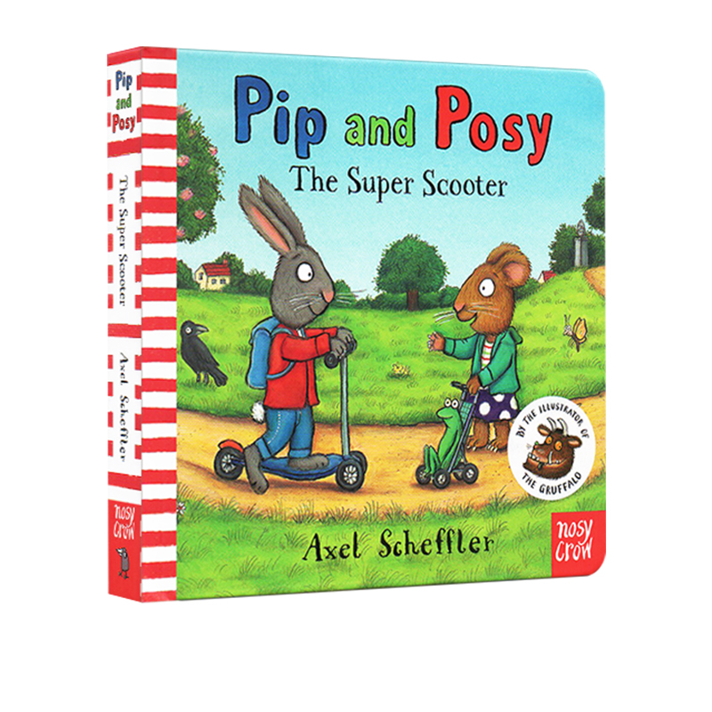 预售 波西和皮普 滑板车 纸板书 Pip and Posy:The Supper Scooter 英文原版 Axel Scheffler 幼儿英语启蒙 图画故事绘本