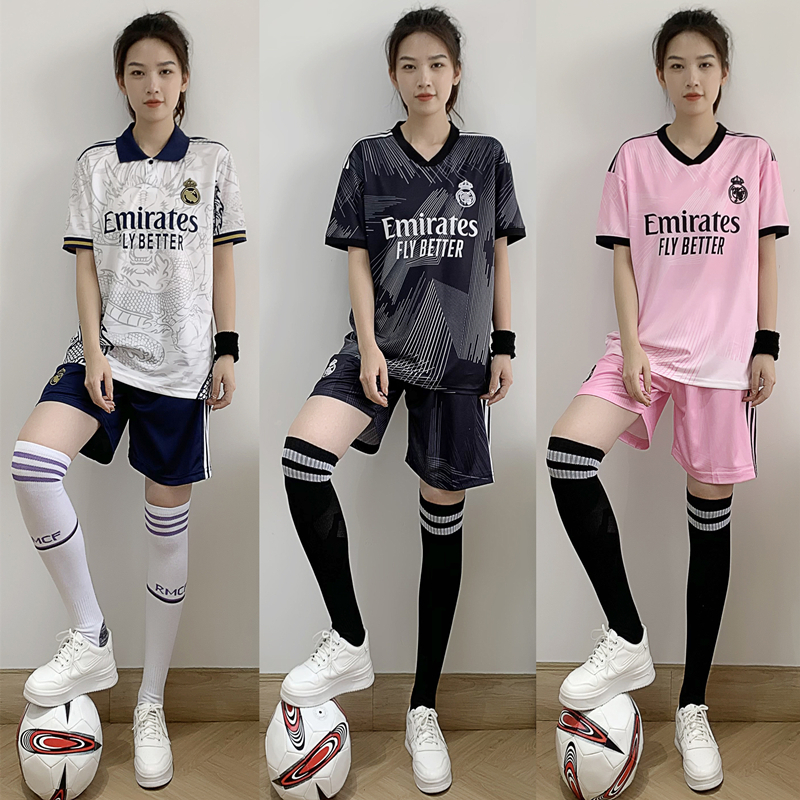 足球服女套装宽松学生体育运动考试比赛训练服定制C罗短袖足球衣