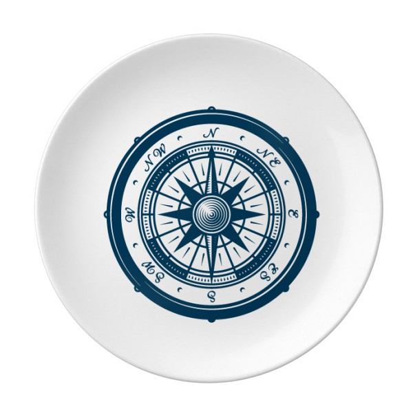 指南针海军蓝色海洋军事军队插画陶瓷餐盘子8寸月光盘餐具