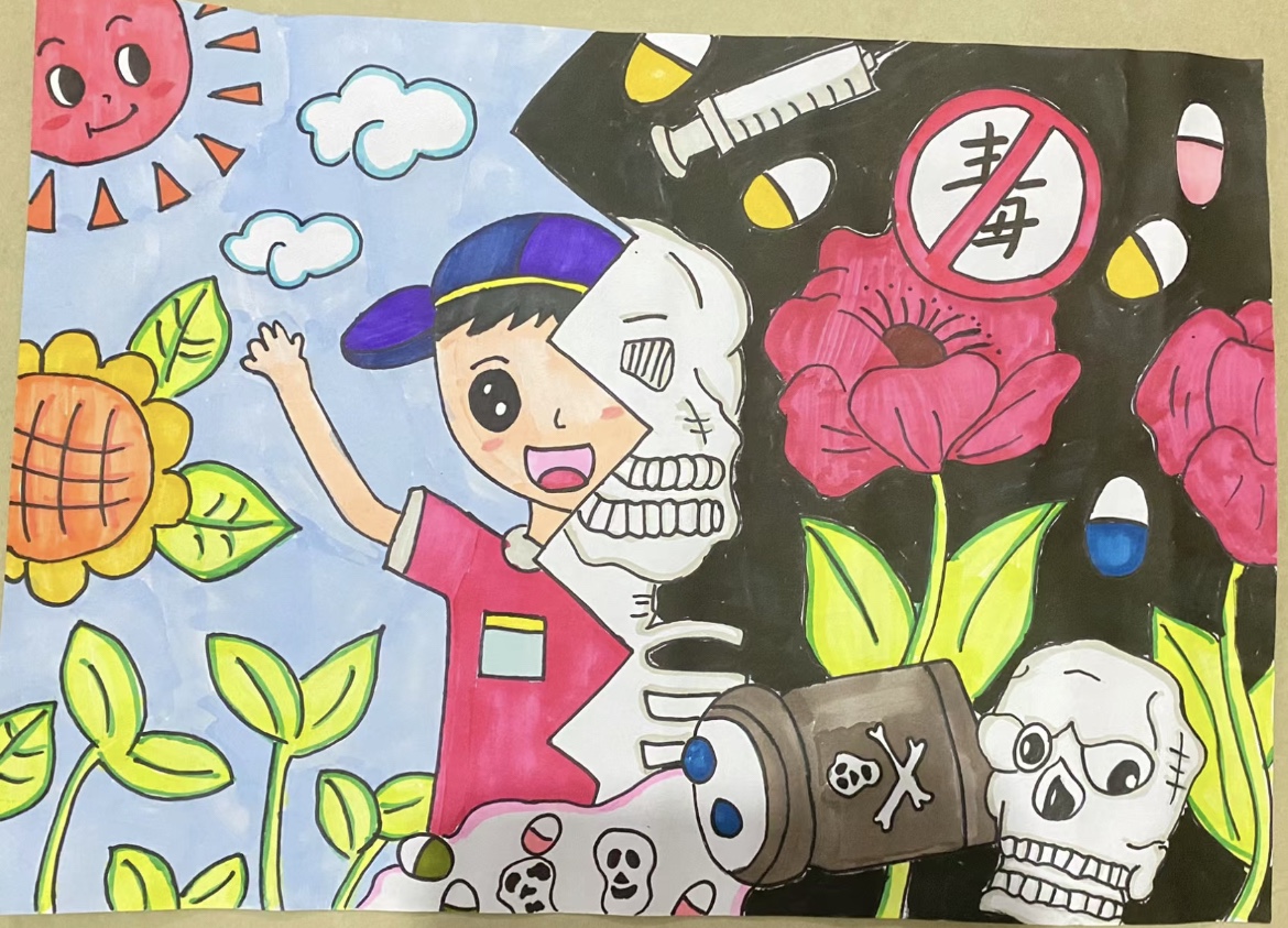 无毒青春健康未来禁毒儿童画简笔画电子版模板小学生禁毒主题绘画