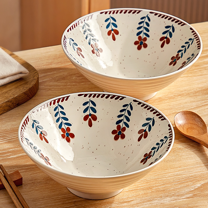 日式陶瓷面碗家用拉面碗吃面碗复古8寸大号汤面碗面条碗大碗汤碗