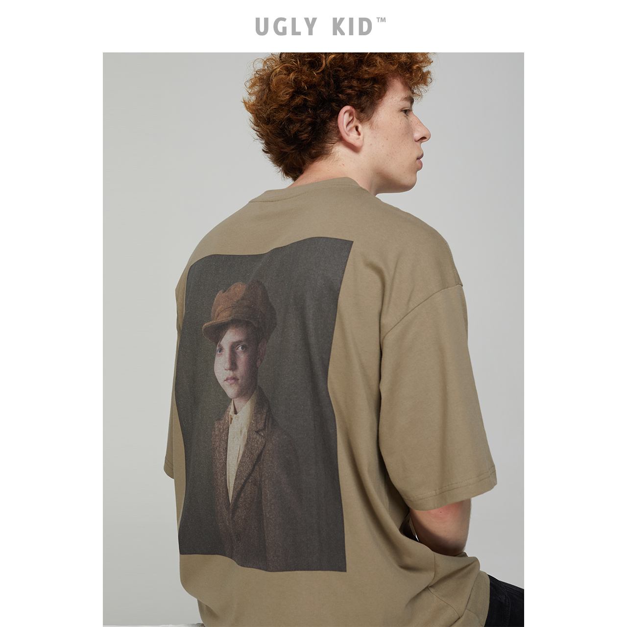 UGLY KID街潮系列 古典少年头像印花T恤男女款复古油画半袖宽松夏