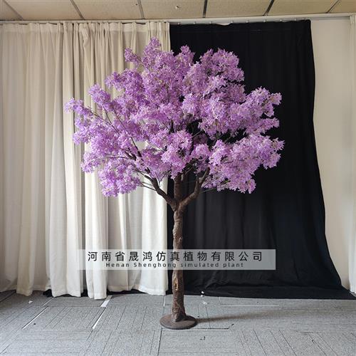 仿真桃花树紫色玻璃钢樱花树人造装饰大型假树梅花树新年许愿树