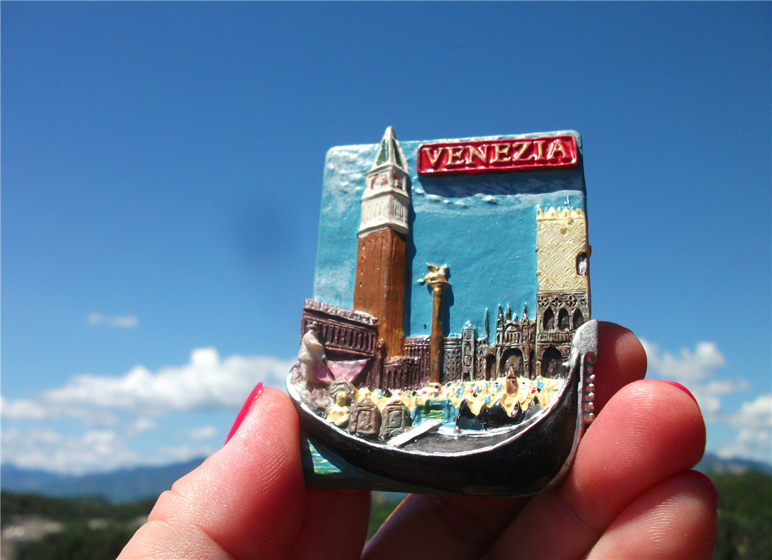 意大利当地购买冰箱贴 威尼斯广场 威尼斯钟楼与贡多拉 纪念品