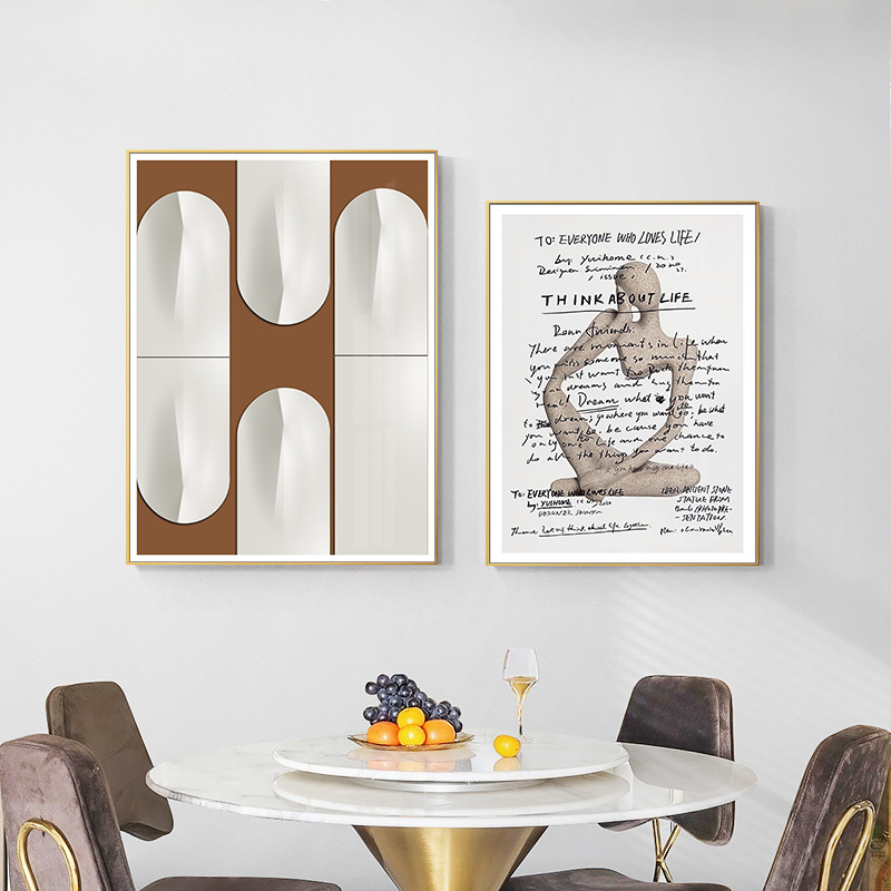 现代简约客厅简笔画人物三联装饰画 北欧风格几何图案餐厅挂画