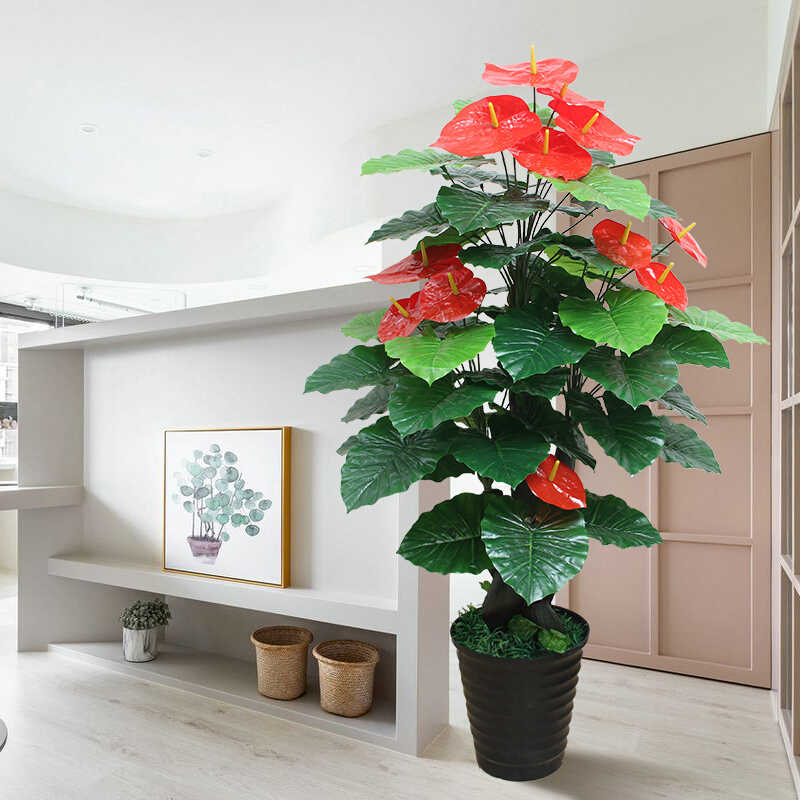 仿真红掌植物室内大型盆栽客厅假花造景绿植仿真花落地高摆件装饰