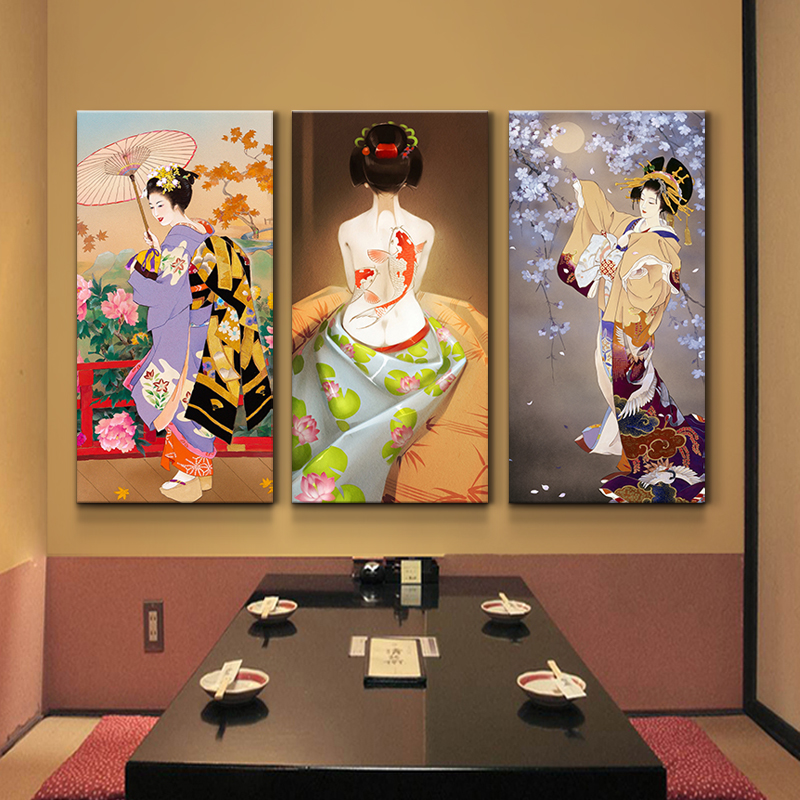日式装饰画浮世绘挂画日本寿司店餐厅装饰壁画民宿仕女图日式挂画
