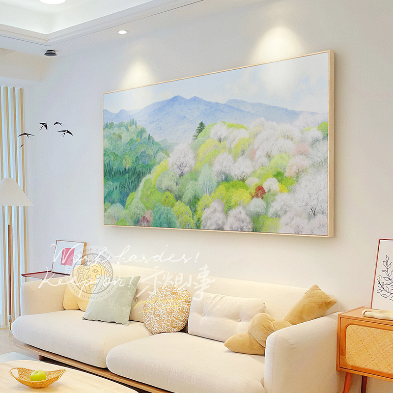 【野地美树子联名】日式原木风客厅沙发背景墙装饰画卧室风景挂画