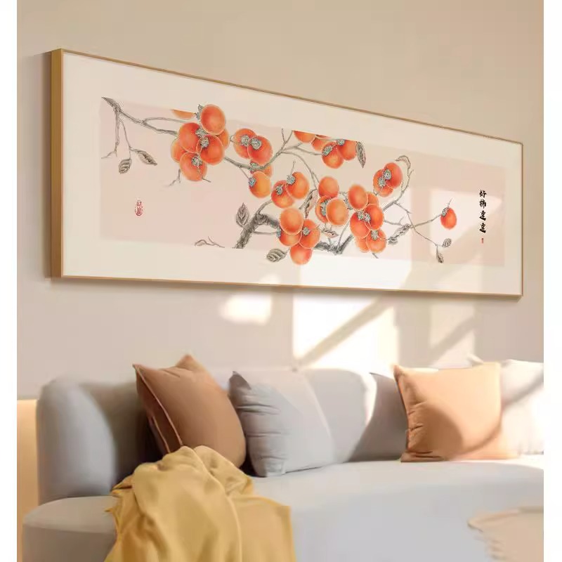 新中式客厅装饰画横幅沙发背景墙挂画卧室床头画事事如意日式壁画