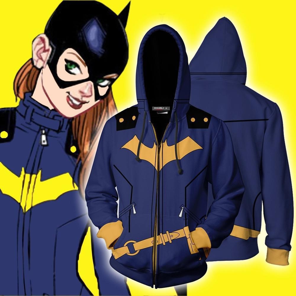 新款DC漫画英雄 蝙蝠少女同款3D卫衣cosplay动漫3D数码印花连帽衫