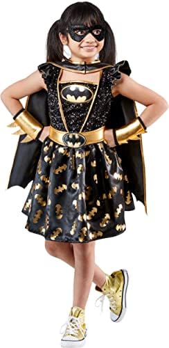 Rubie's 女孩 DC 漫画蝙蝠女服装连衣裙带斗篷和眼罩