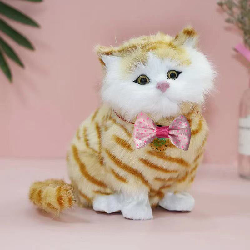 仿真猫玩偶会叫小猫咪毛绒玩具摆件可爱猫咪公仔儿童生日礼物橘花