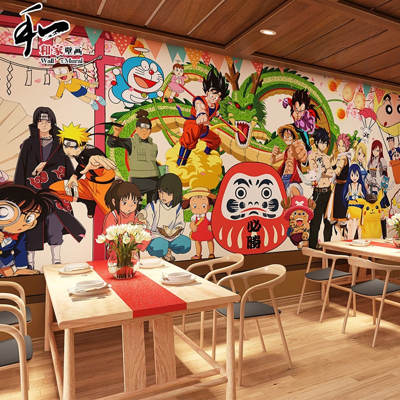 日本二次元漫画壁纸动漫主题餐厅酒店日式料理拉面寿司店装饰墙纸