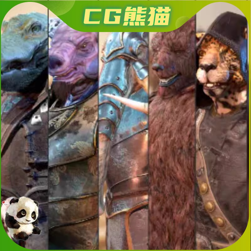 UE4虚幻5 Animals Warrior Pack 动物战士熊鳄鱼大象牛武器人物