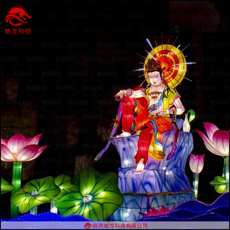中国古典如来佛祖释迦摩尼花灯定制佛造型灯展灯光制作灯会公司