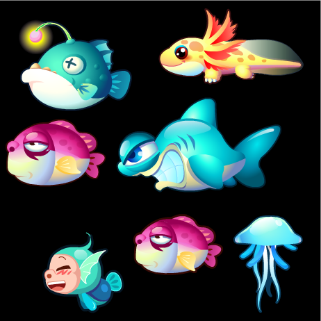 flash 矢量 游戏 可爱 个性 海洋 小鱼游动 动画 源文件素材