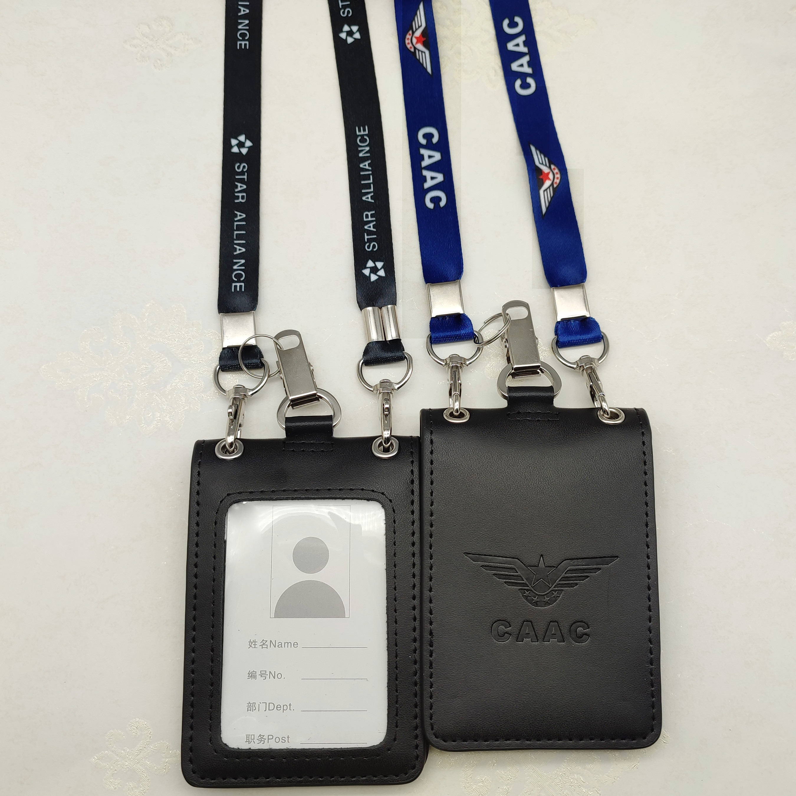 中国民航证件卡套CAAC机场控制区出入工牌双层皮质高清窗口胸牌挂