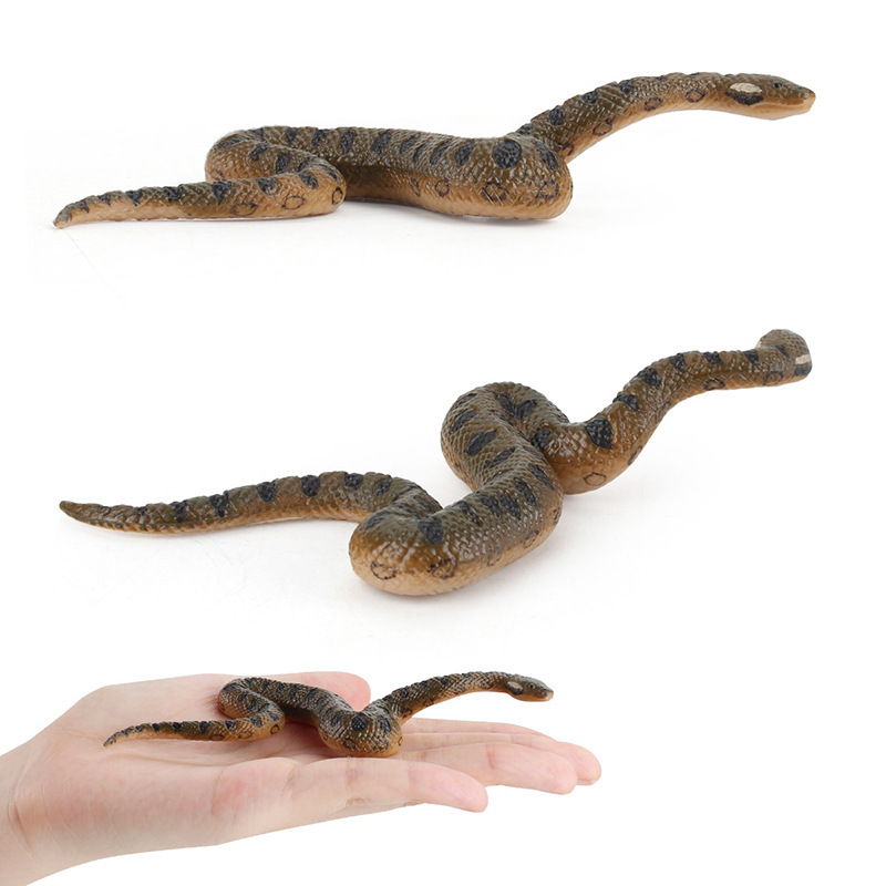 跨境仿真蟒蛇野生动物模型实心绿森蚺摆件蟒蛇整蛊手办玩具