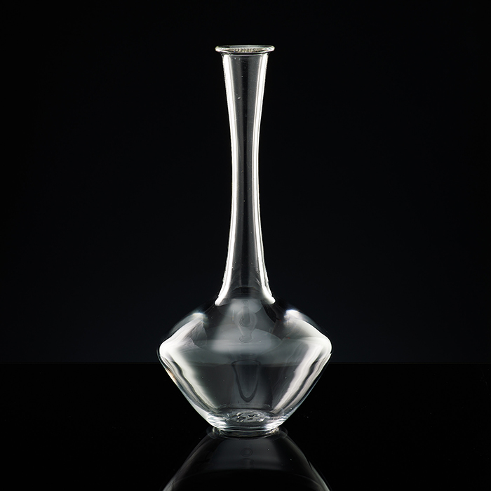 日本硝子作家濑沼健太郎手作作品：透明玻璃花器高花瓶（现货）