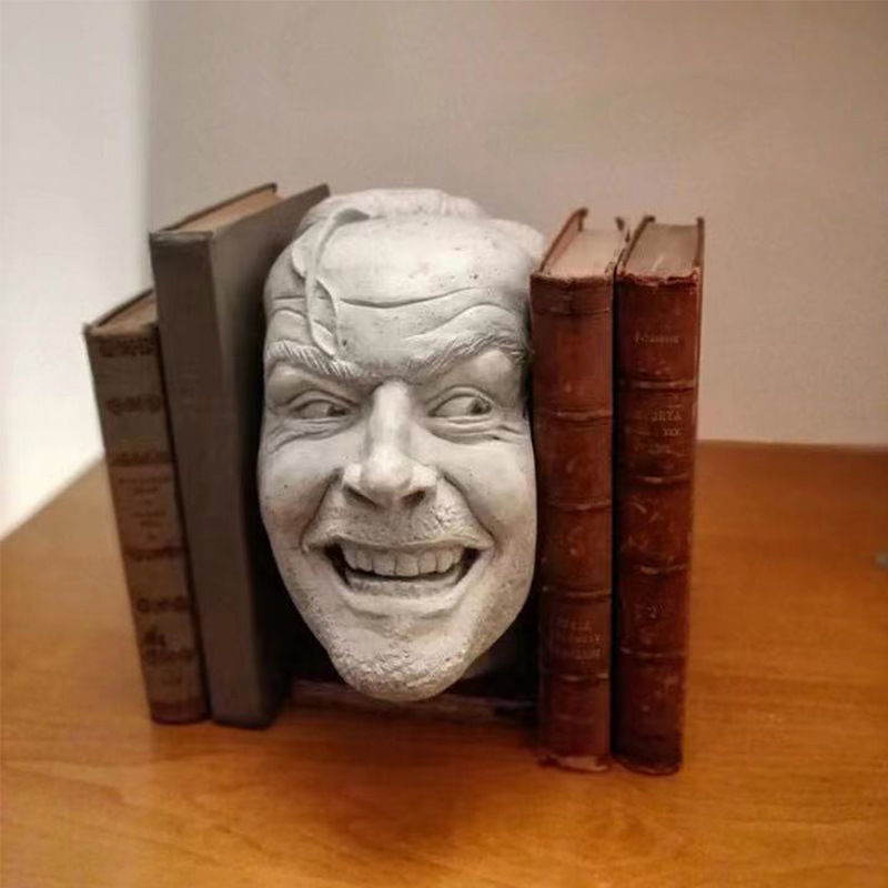 约翰尼雕塑人头树脂桌面装饰人脸书架 图书馆雕塑工艺品摆件雕像