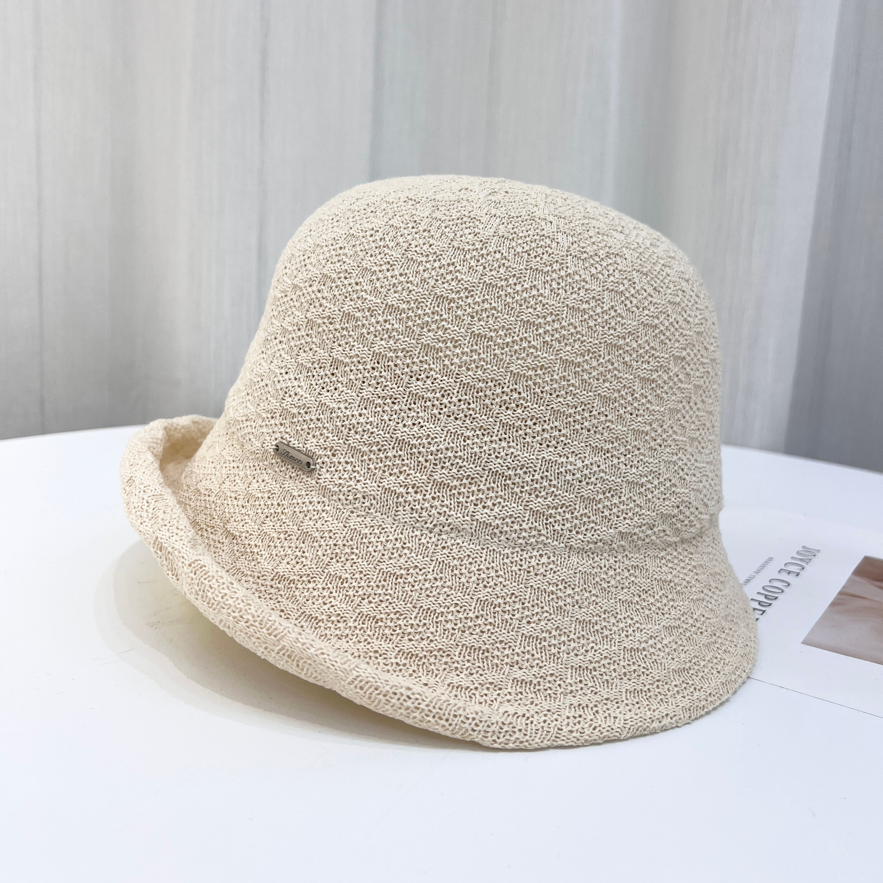 新款日本和纸帽子女小卷檐俏气太阳穴帽礼帽显脸小可折叠防紫外线