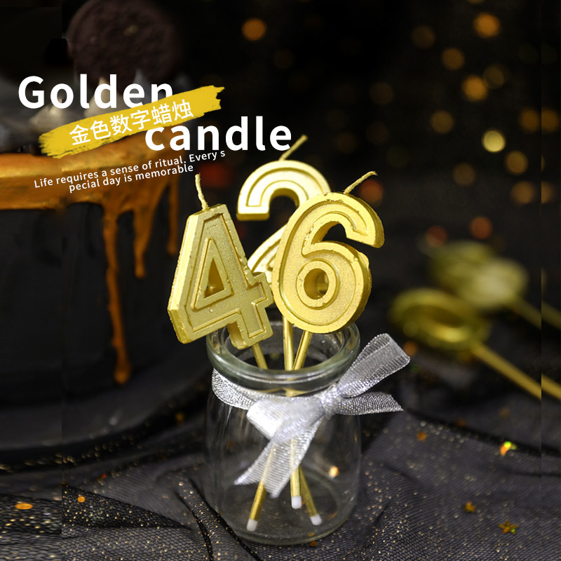 网红金色数字蜡烛创意生日蛋糕装饰 浪漫表白儿童周岁成人派对用