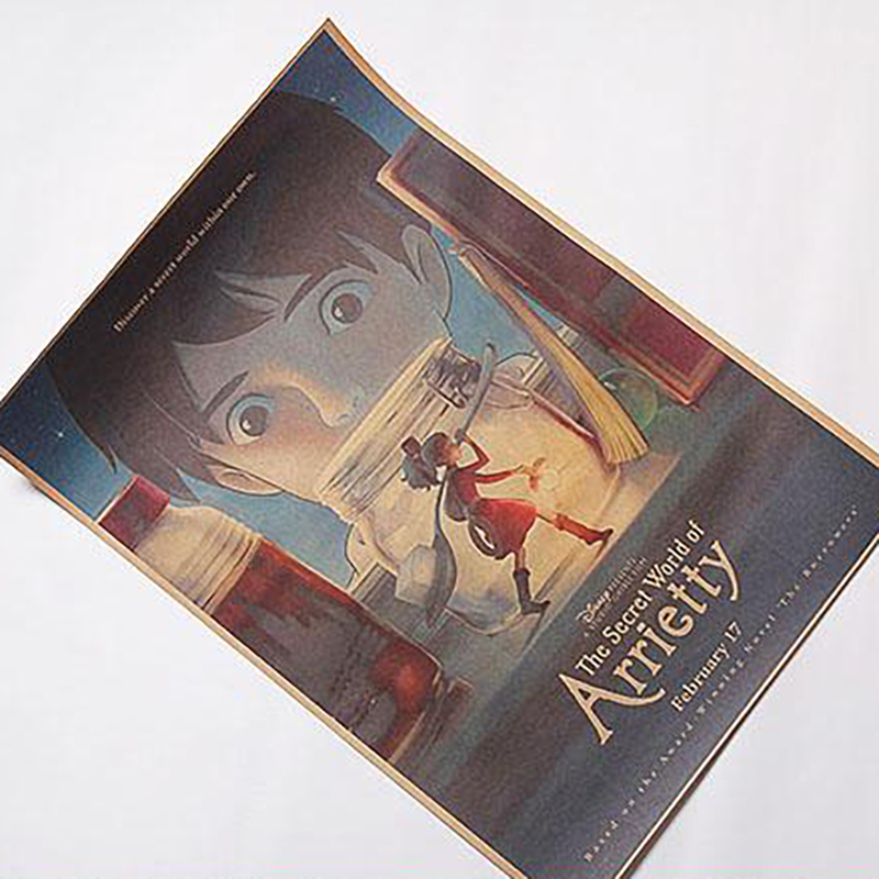 宫崎骏动画片海报 借东西的小人日本动漫挂画幼儿园海报